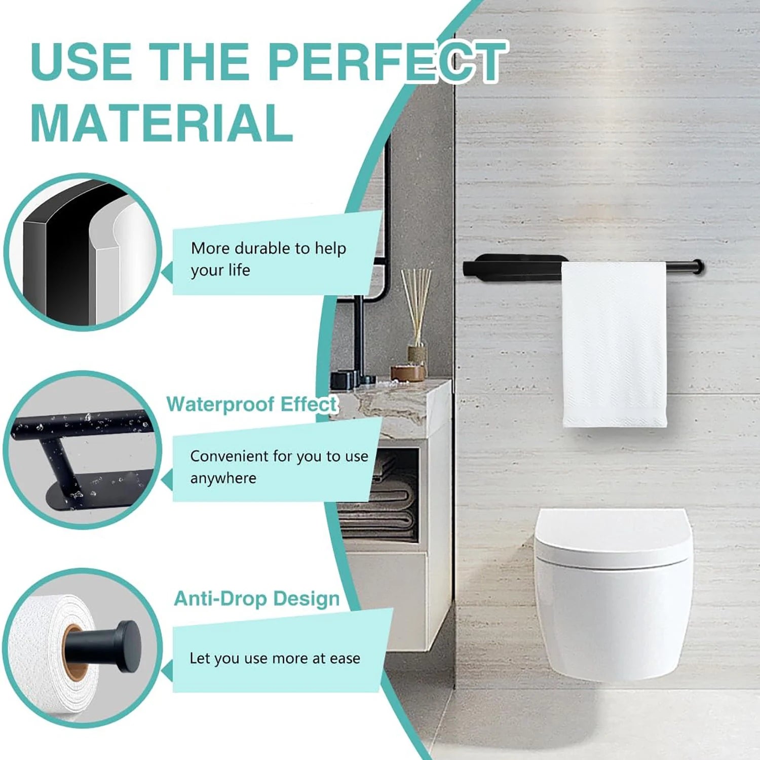 Adhesive Kitchen Paper Towel Holder - Toilet Roll Dispenser & Napkin Rack