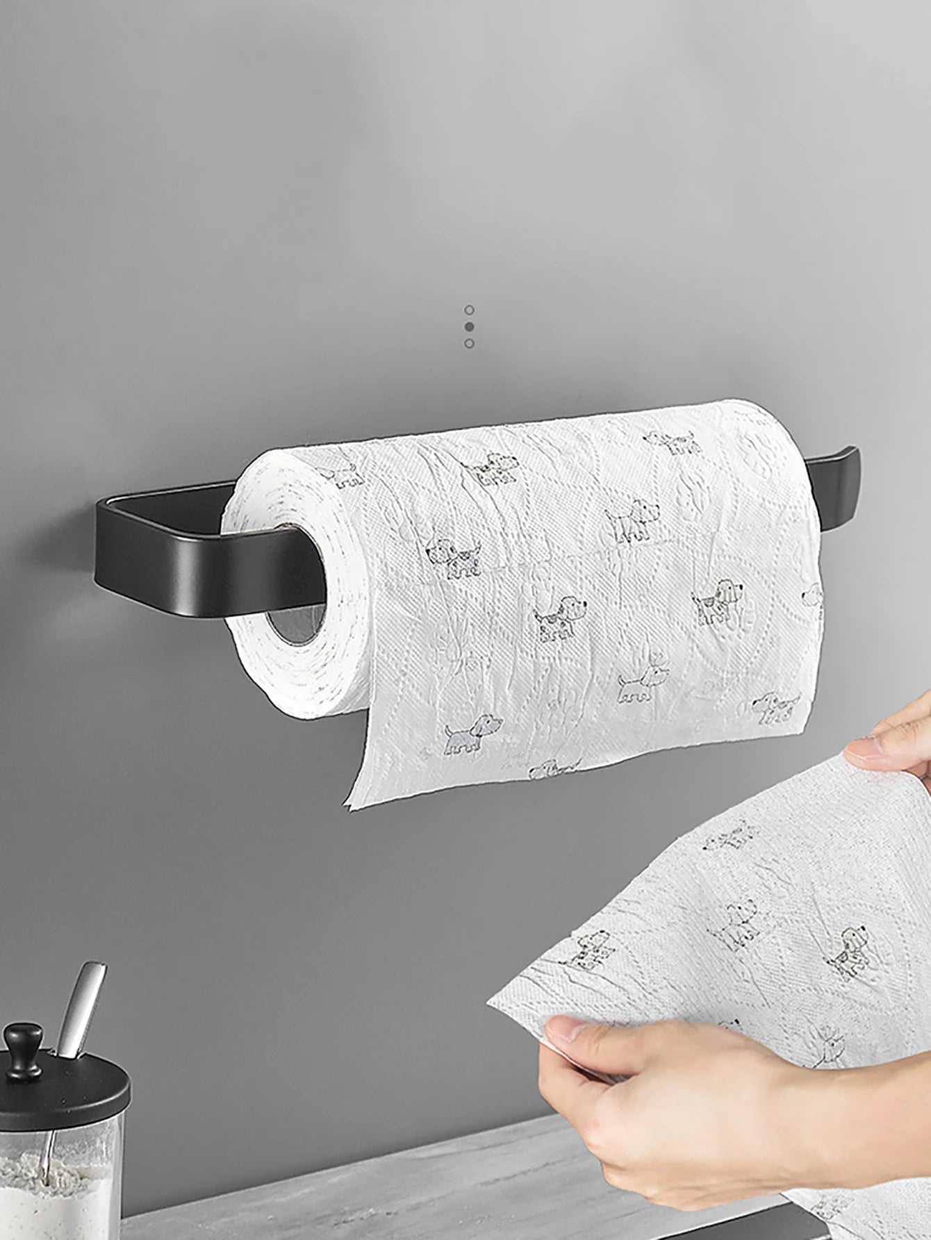 Adhesive Kitchen Paper Towel Holder - Toilet Roll Dispenser & Napkin Rack
