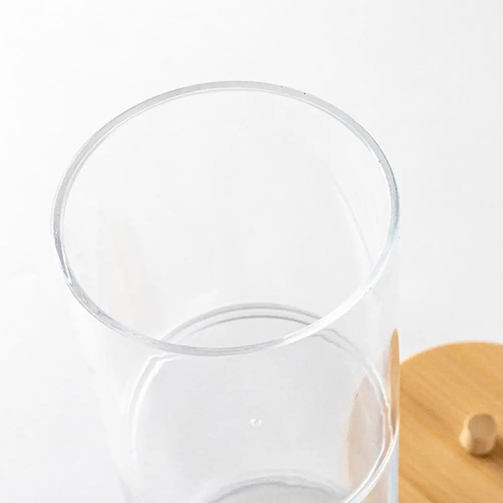 cotton swab organizer with wooden lid