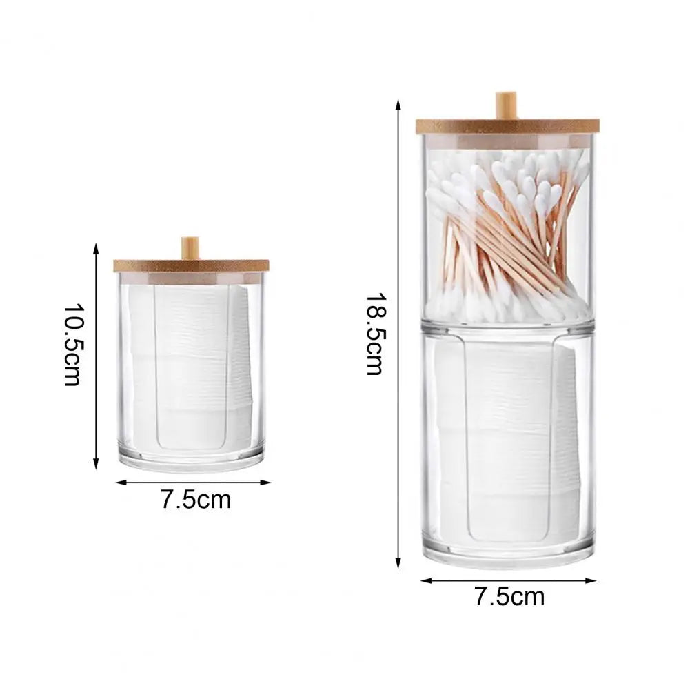 cotton swab organizer with wooden lid