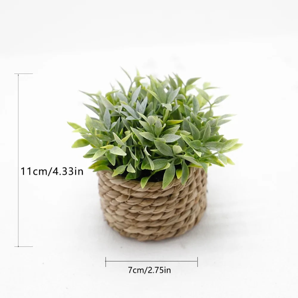 Mini Artificial Eucalyptus Plant – 11cm Faux Potted Greenery for Home Decor