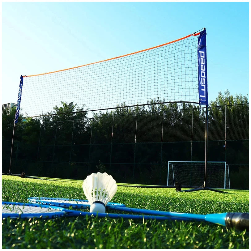 portable folding badminton net for indoor and outdoor sports. ideal for volleyball and tennis training
