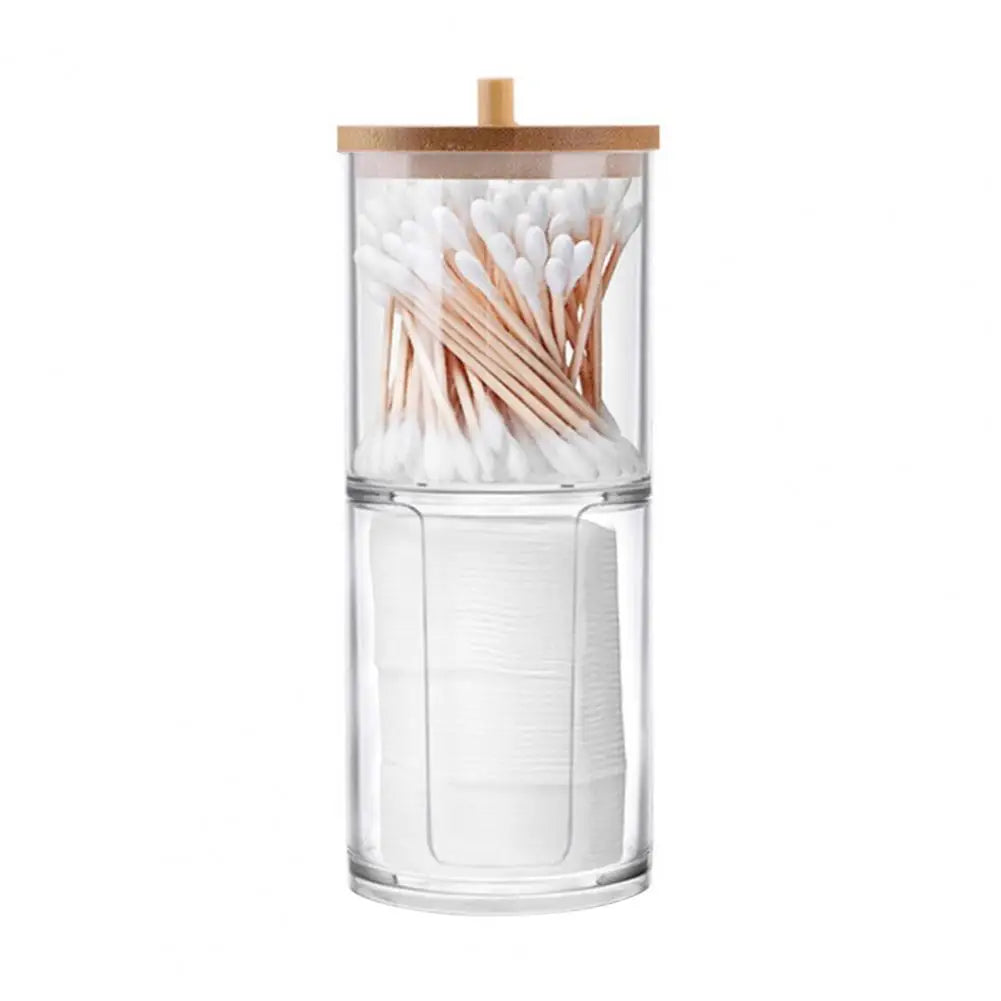 cotton swab organizer with wooden lid