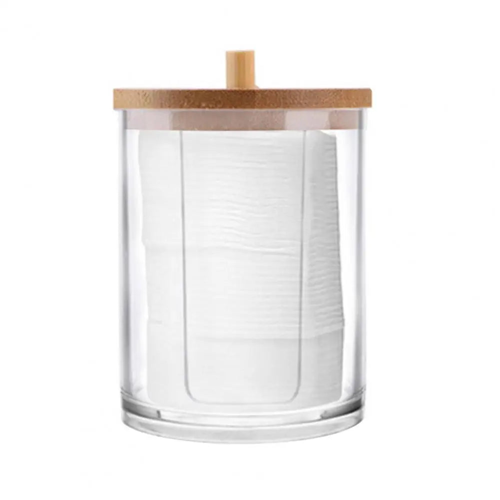 cotton swab organizer with wooden lid