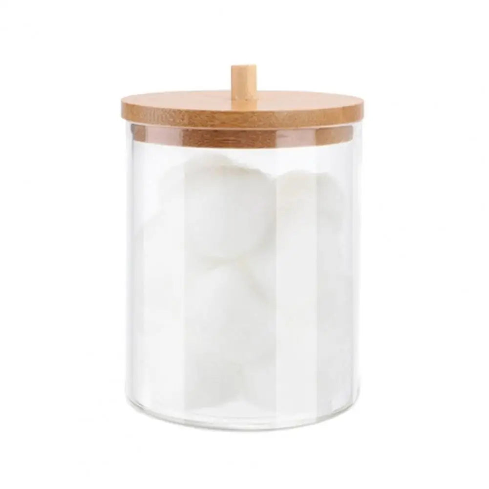 cotton swab organizer with wooden lid
