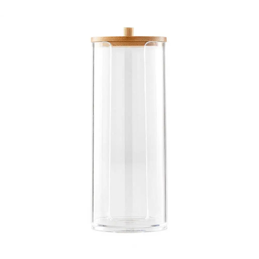 cotton swab organizer with wooden lid