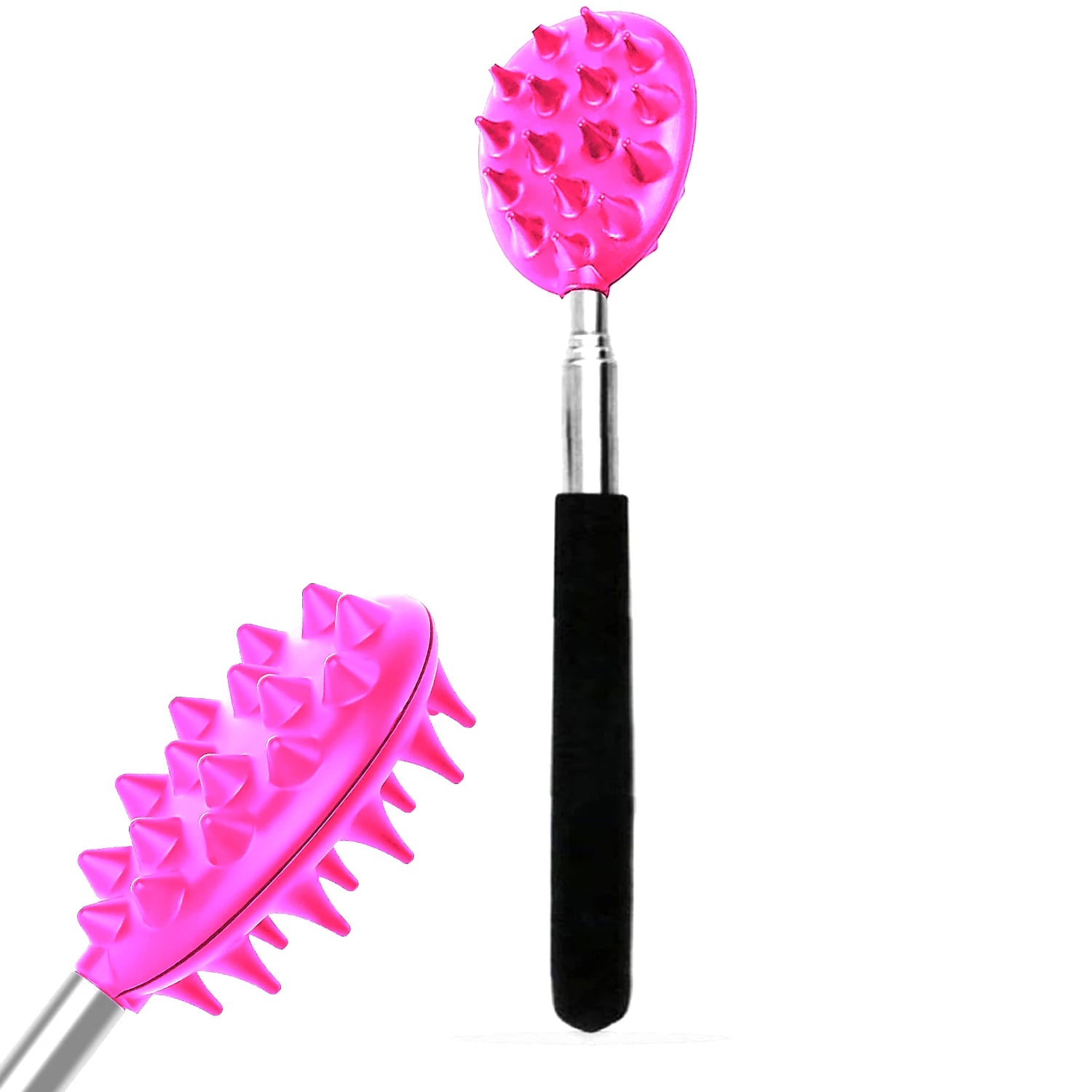 Extendable Cactus Back Scratcher with Dual Spikes - Retractable Itch Stick for All