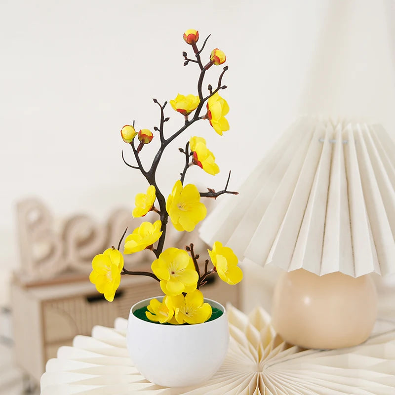 Elegant Artificial Plum Flower Bonsai | Faux Silk Blossoms for Wedding, Home, & Garden Decor