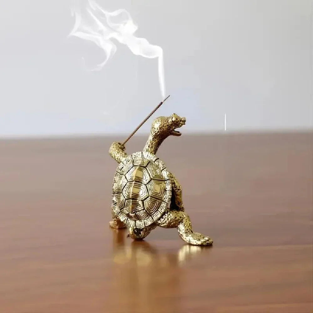 Turtle-Shaped Incense Censer – Small Bronze Burner for Sandalwood Sticks, Home Decoration & Gift
