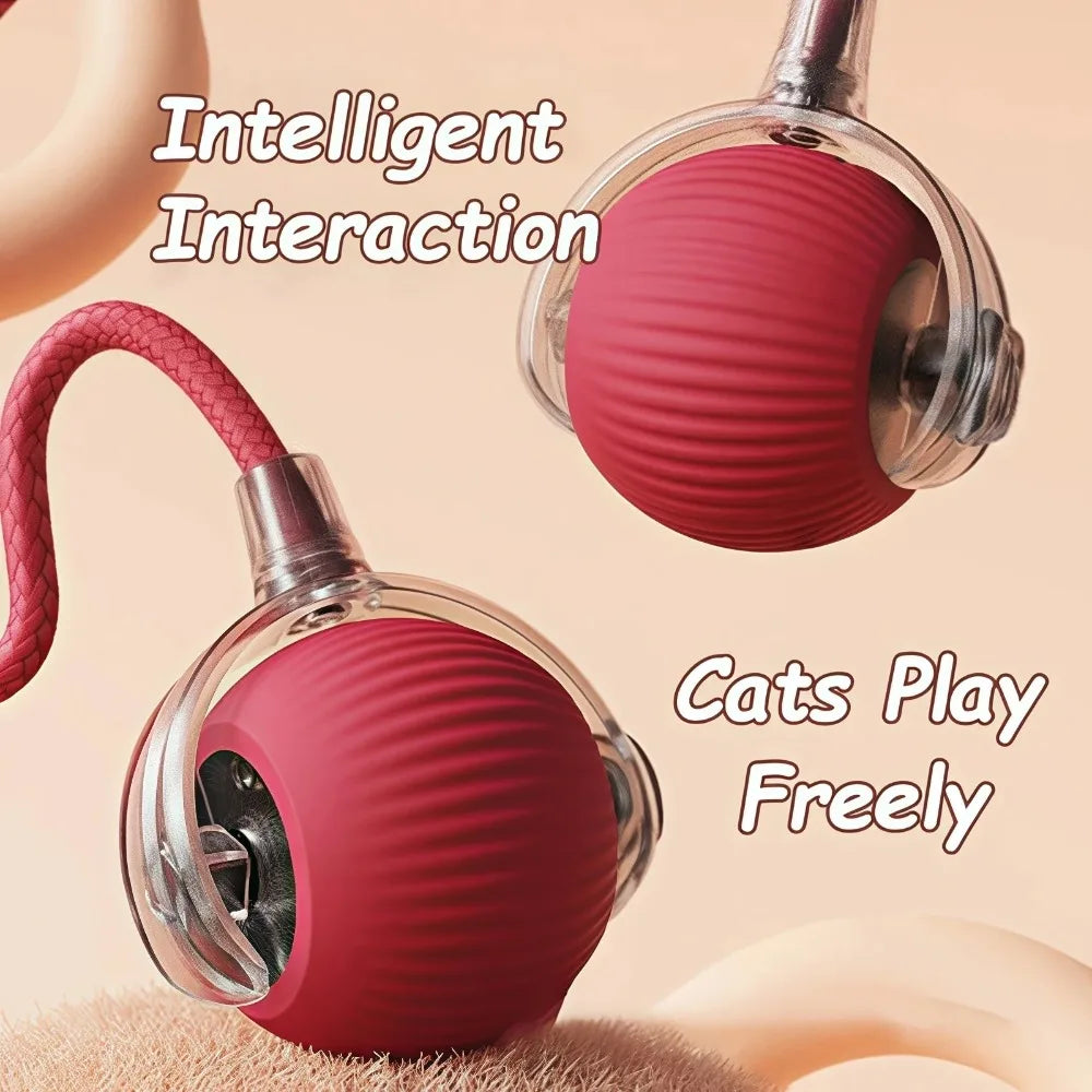 Smart Cat Interactive Rolling Ball Toy with Faux Tail - Rechargeable Automatic Pet Electric Mouse Toy for Dog & Cat Training