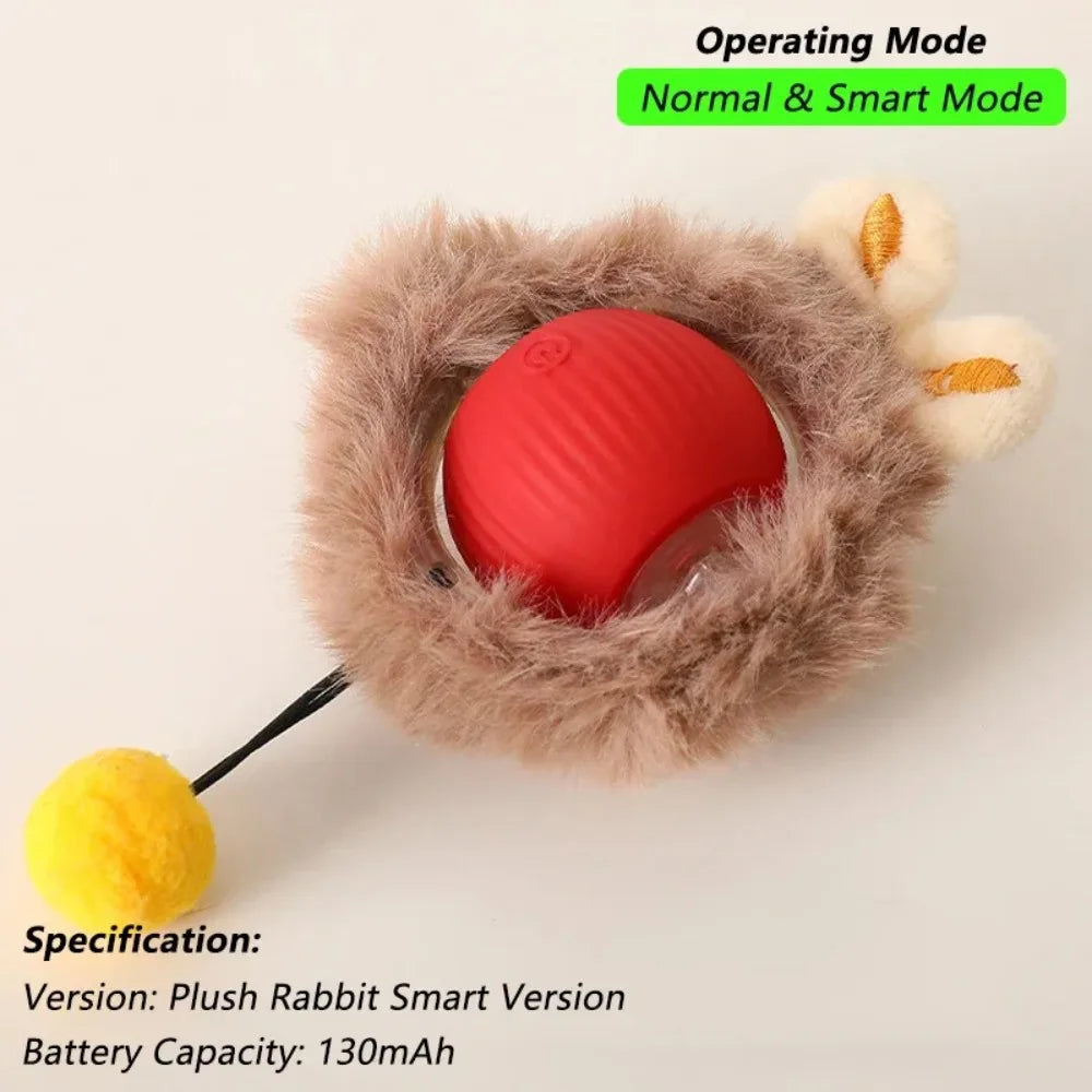 Smart Cat Interactive Rolling Ball Toy with Faux Tail - Rechargeable Automatic Pet Electric Mouse Toy for Dog & Cat Training