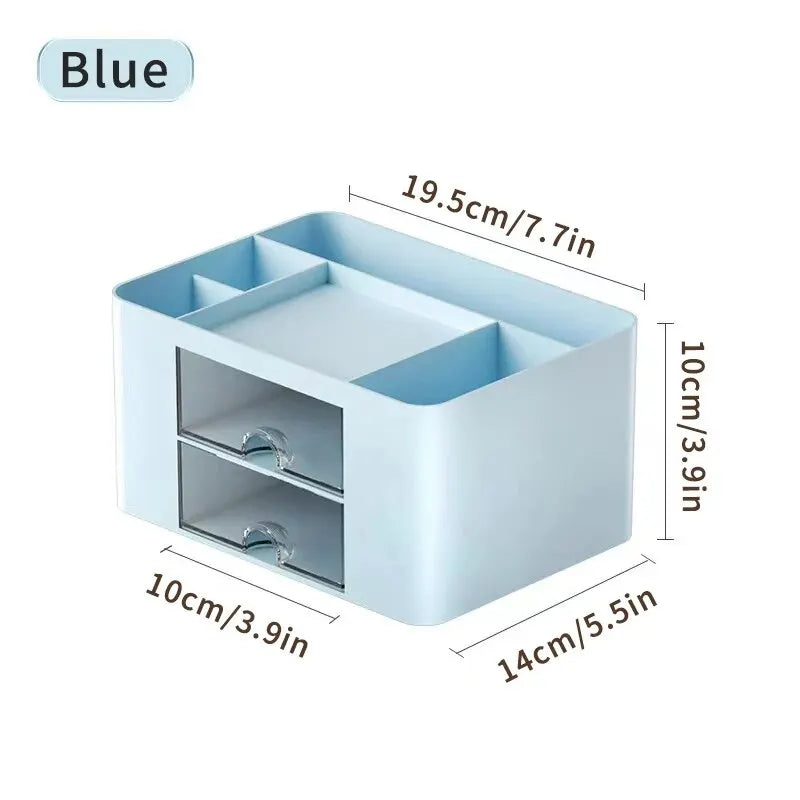 Multi-Functional Pen Organizer with 2 Drawers – Desktop Storage Box for Office, Study, or Vanity Table