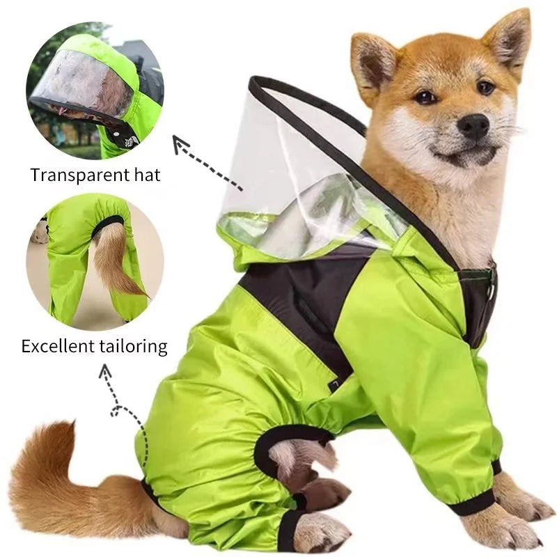 Waterproof Pet Dog Raincoat - Stylish Jumpsuit Jacket for Small, Medium, and Large Dogs