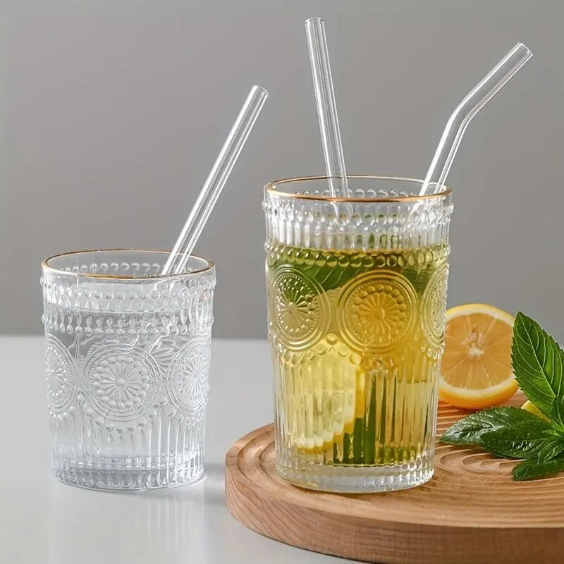 Reusable Glass Straws Set – 5 Heatproof Straws with Brush for Smoothies, Juice, and Hot Beverages