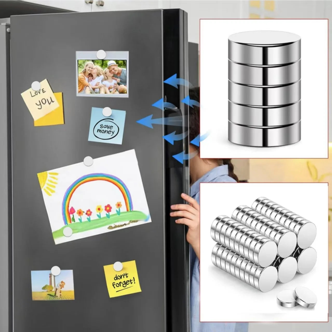 Round Fridge Magnets – Strong DIY & Office Craft Accessories (Multiple Sizes)