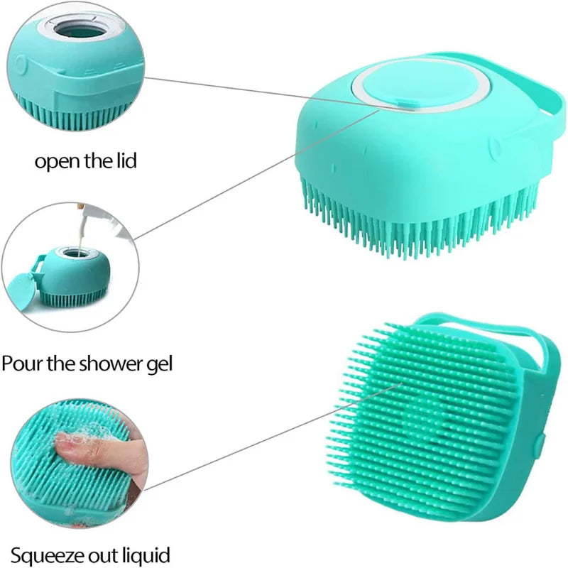 Silicone Pet Bath Brush – Grooming & Massage Tool for Dogs and Cats