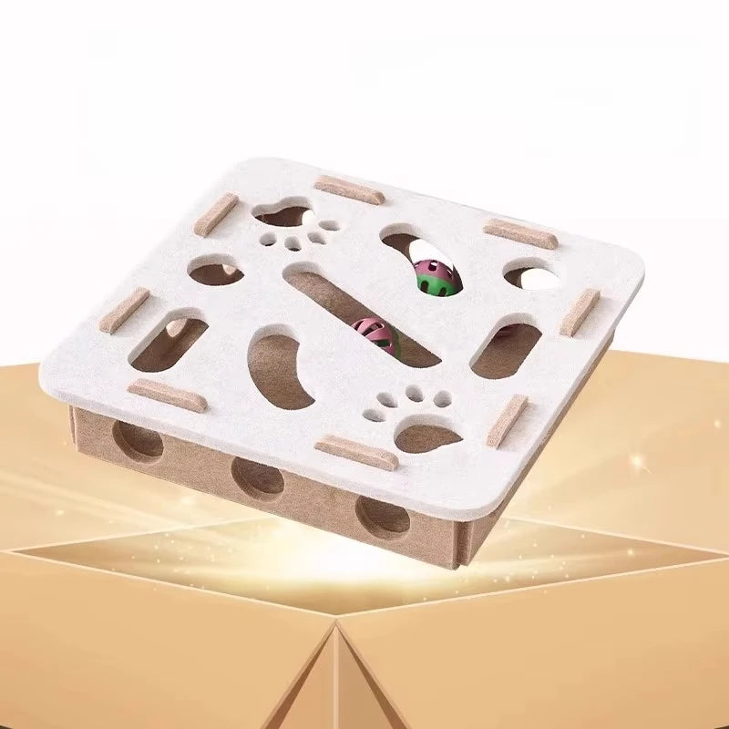 Multi-functional Compact Cat Scratching Post with Interactive Ball Launcher & Playhouse