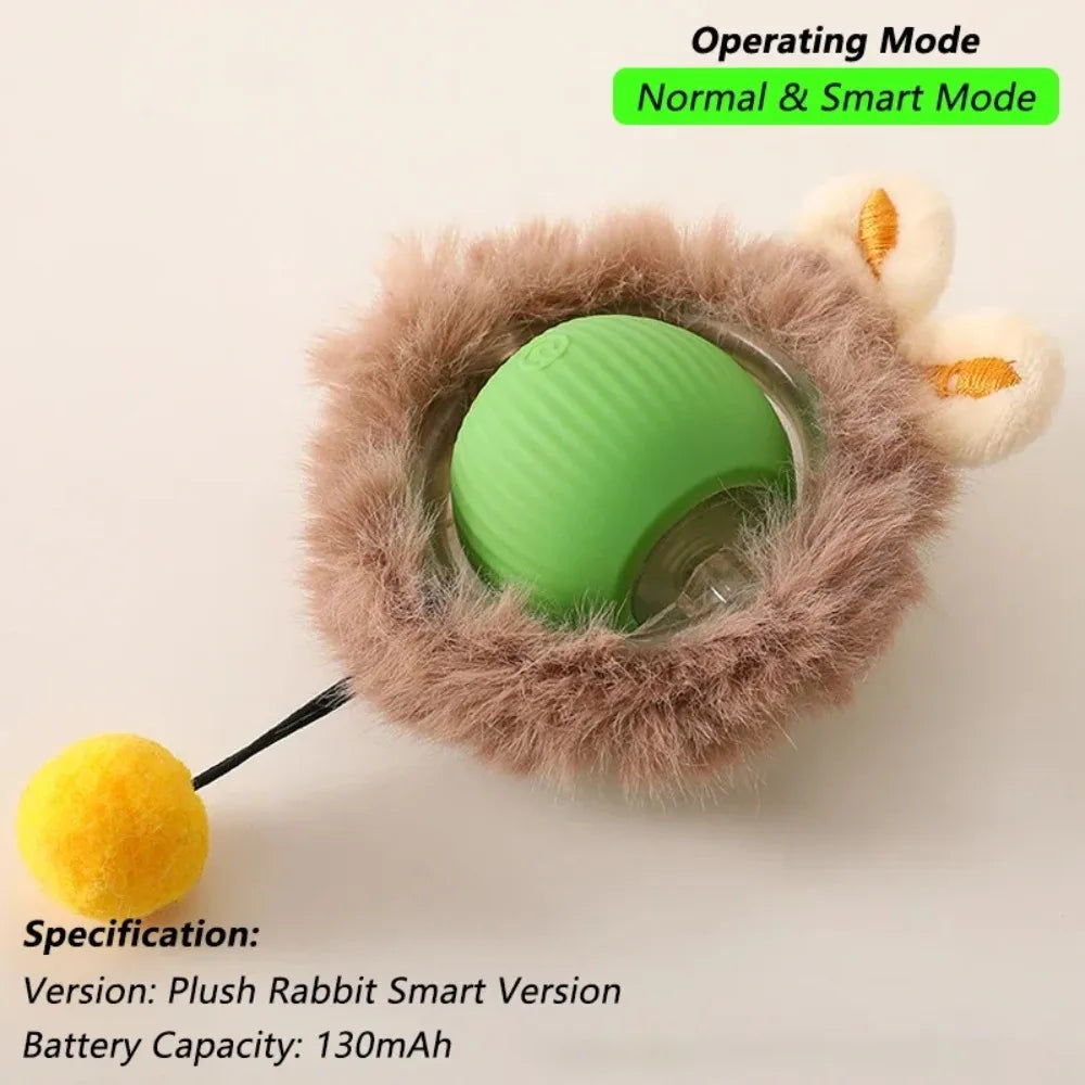 Smart Cat Interactive Rolling Ball Toy with Faux Tail - Rechargeable Automatic Pet Electric Mouse Toy for Dog & Cat Training