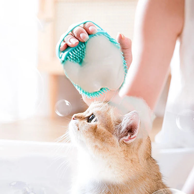 Silicone Pet Bath Brush – Grooming & Massage Tool for Dogs and Cats