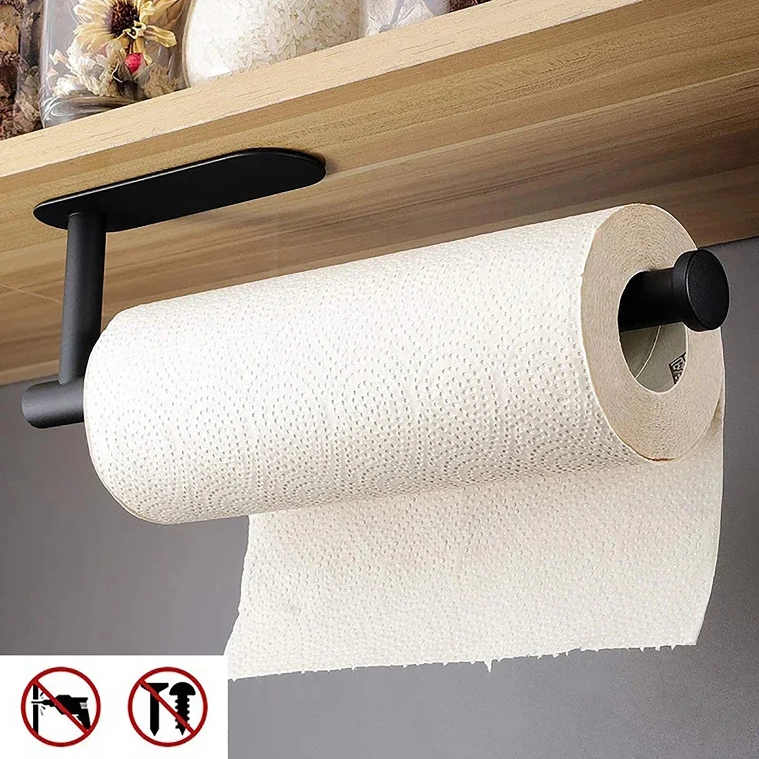 Adhesive Kitchen Paper Towel Holder - Toilet Roll Dispenser & Napkin Rack