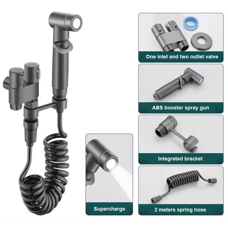 Handheld Bidet Sprayer Set – Dual Outlet Shower Head for Toilet Hygiene
