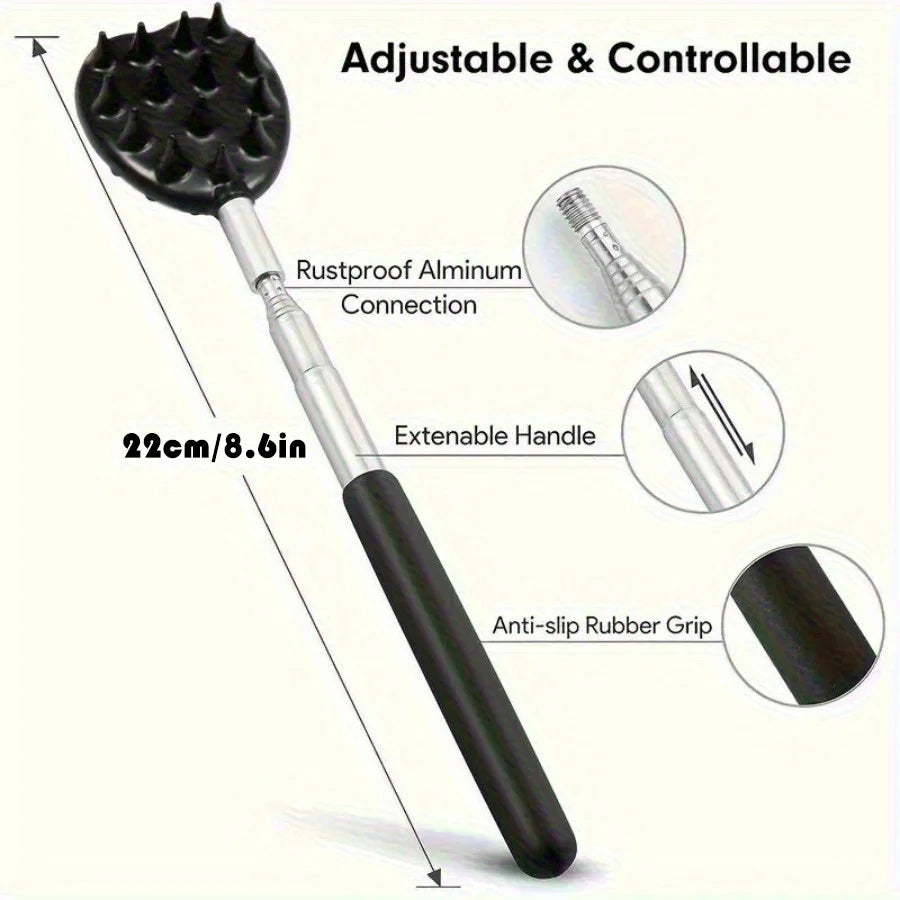 Extendable Cactus Back Scratcher with Dual Spikes - Retractable Itch Stick for All
