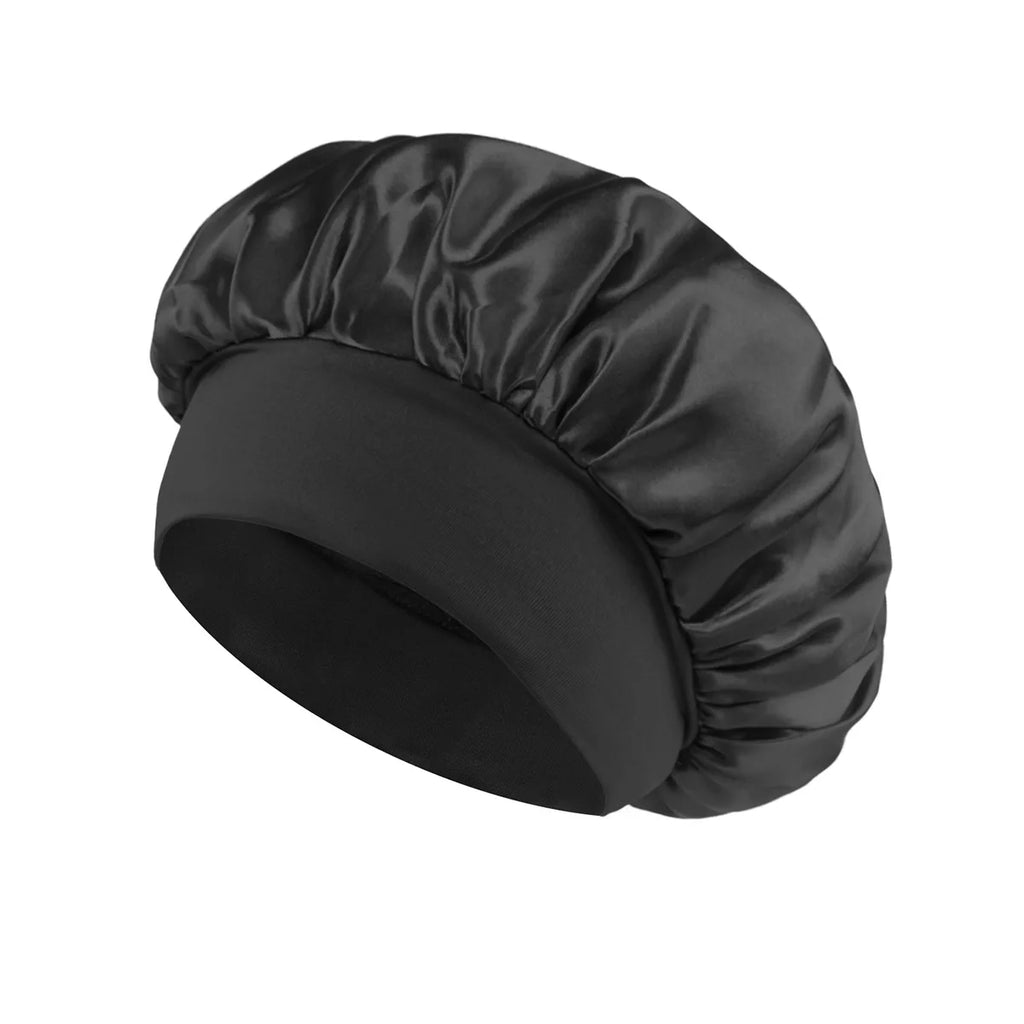 Luxury Satin Hair Bonnet – Silk-Lined Sleep Cap for Long Hair, Shower, or Nighttime Care