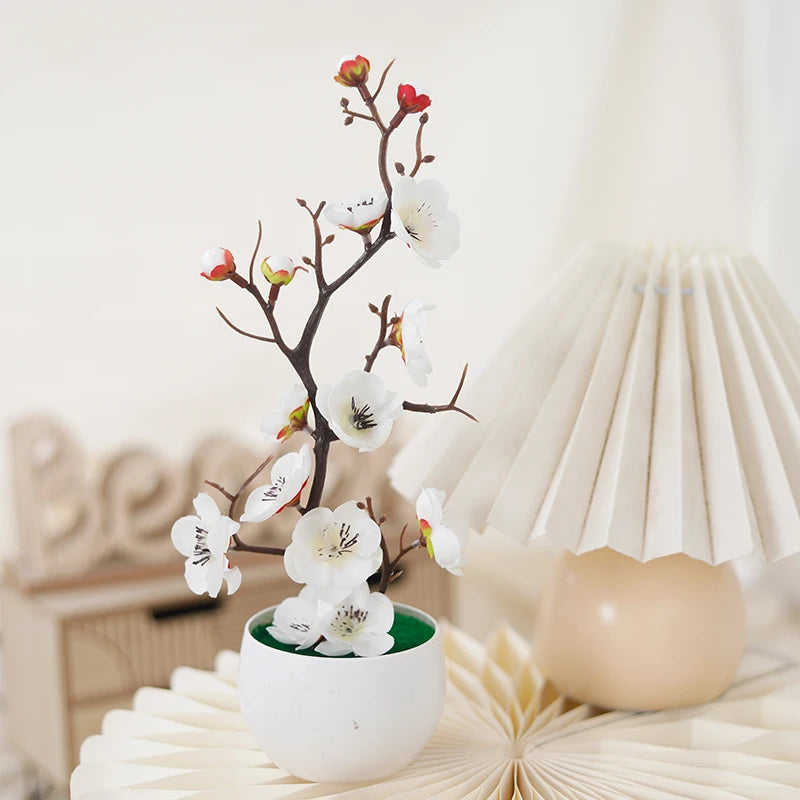 Elegant Artificial Plum Flower Bonsai | Faux Silk Blossoms for Wedding, Home, & Garden Decor