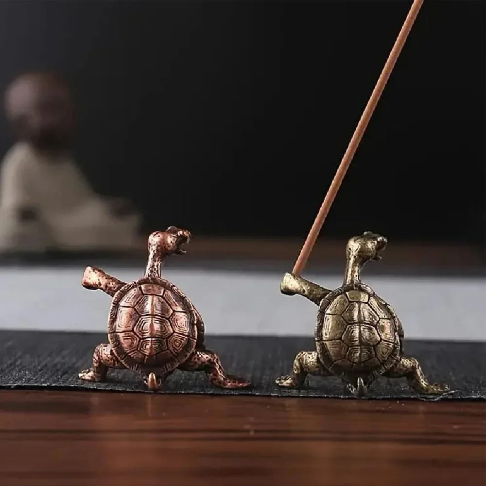 Turtle-Shaped Incense Censer – Small Bronze Burner for Sandalwood Sticks, Home Decoration & Gift