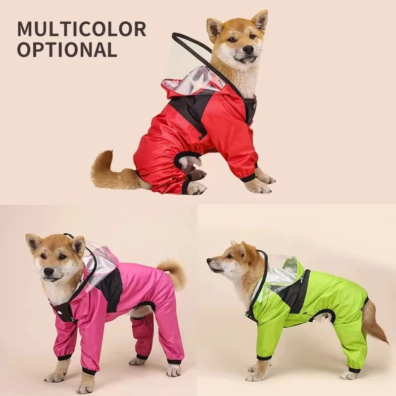 Waterproof Pet Dog Raincoat - Stylish Jumpsuit Jacket for Small, Medium, and Large Dogs
