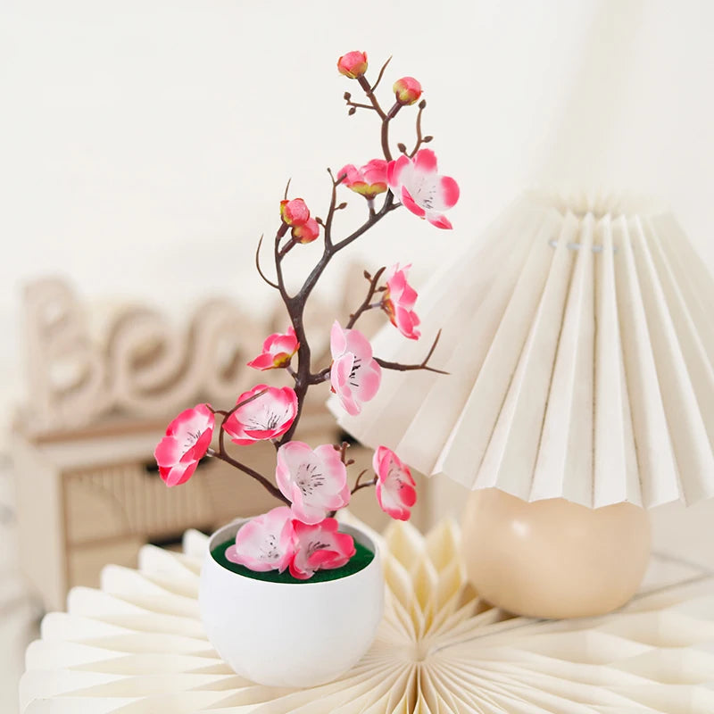 Elegant Artificial Plum Flower Bonsai | Faux Silk Blossoms for Wedding, Home, & Garden Decor