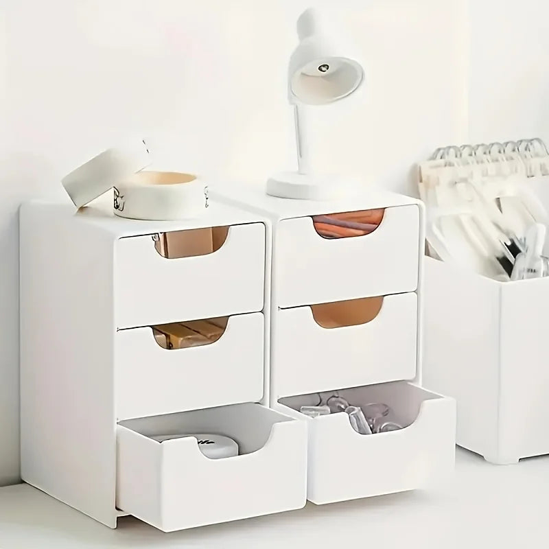 Portable 3-Tier Organizer with Drawers – Elegant Storage Solution for Office, Vanity & Home Use
